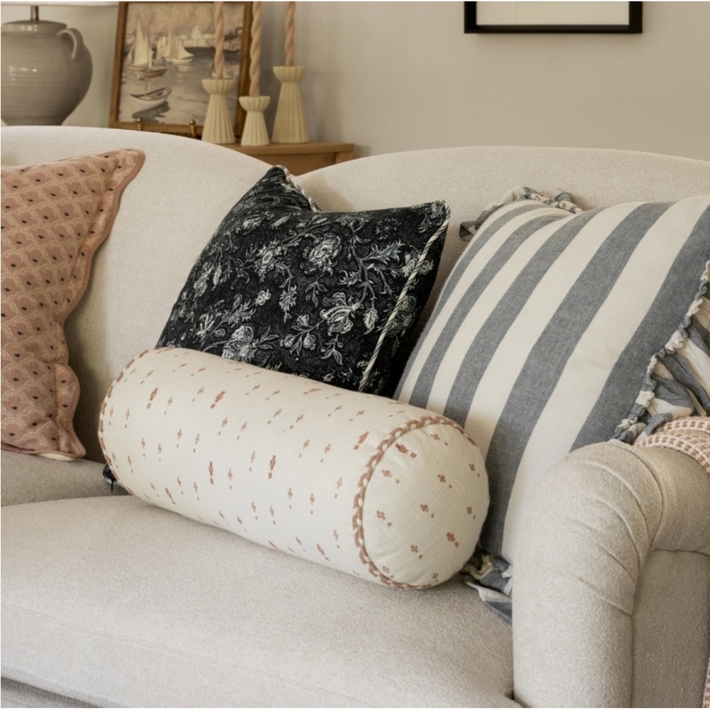 Studio McGee 18” x 7” Geo Pattern Accent Pillows in cream/peach - Picture 1 of 9